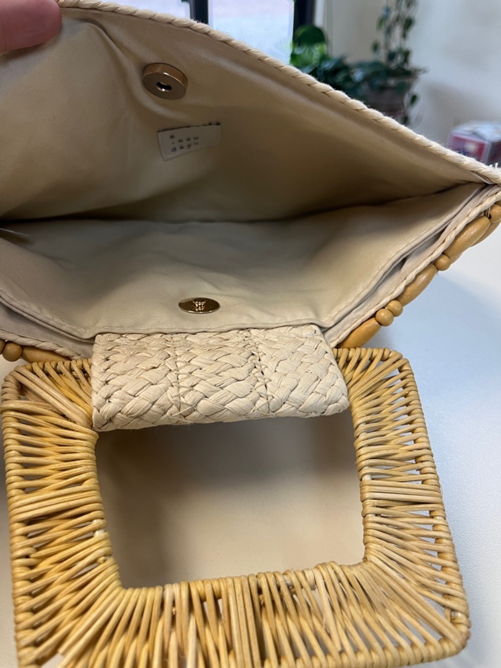 Natural wood beaded straw handbag from A New Day - Picture 4 of 5